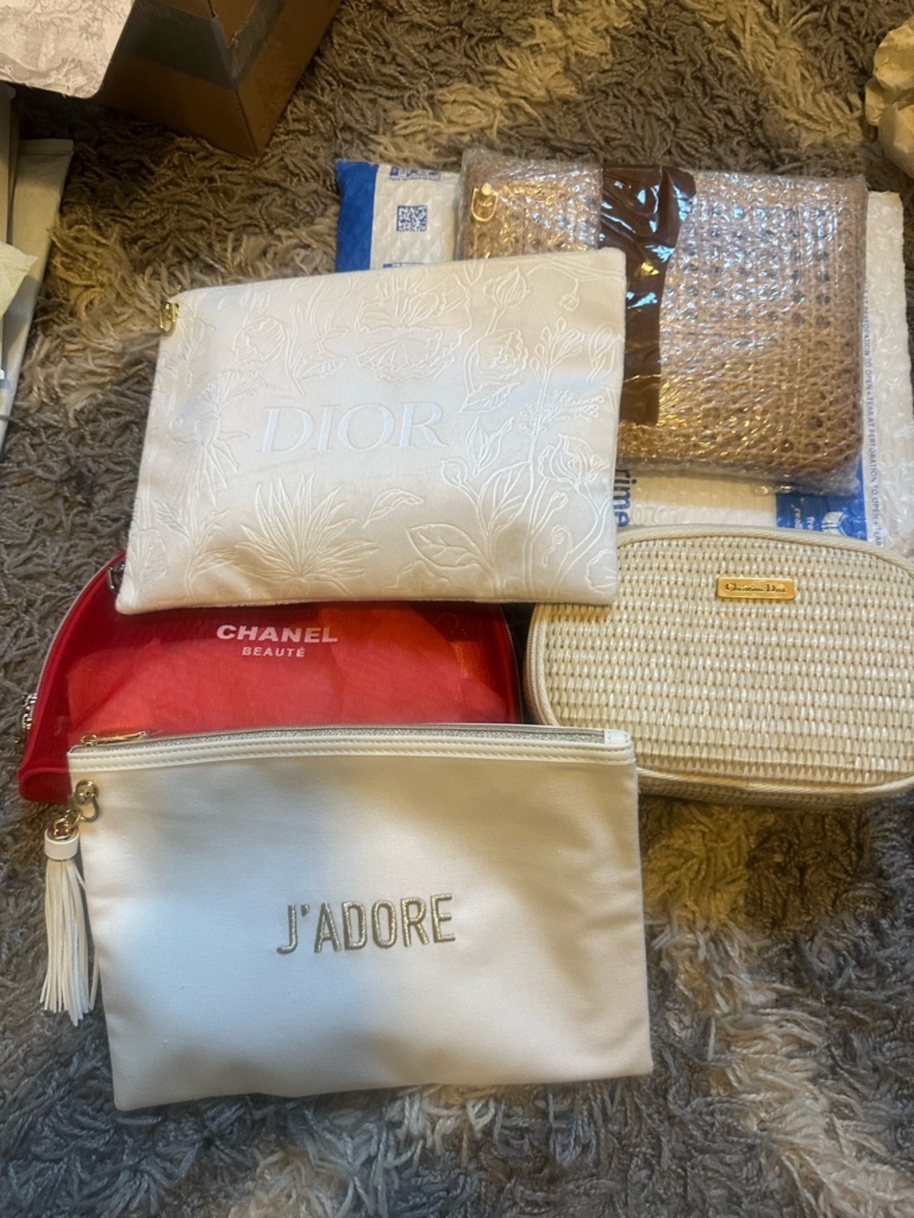 J'ADORE White Cosmetic Pouch - Designer-Inspired